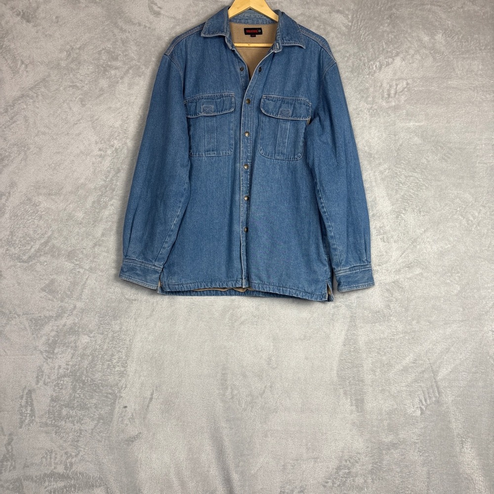 Wolverine Denim Shirt Jacket Mens Medium Workwear Shacket Grunge Utility